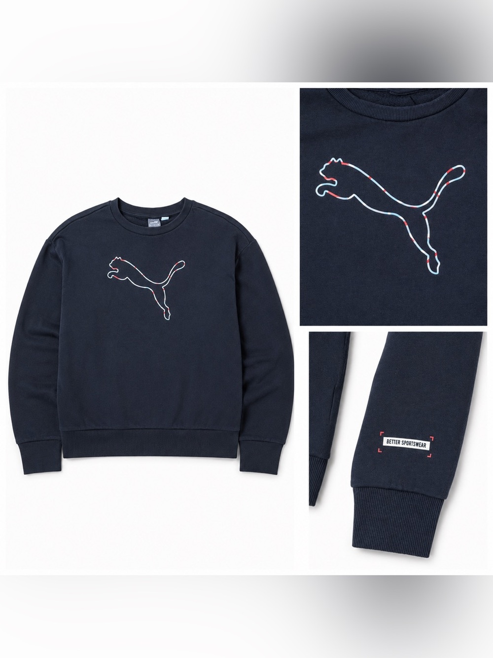 Puma Women’s Small Better Sportswear Black Logo Crewneck Sweatshirt